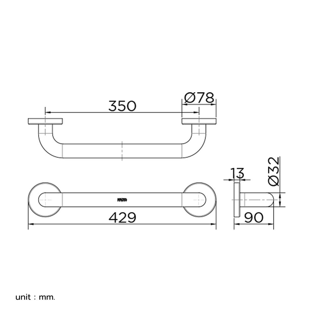 ราวมือจับ แบบตรง KARAT FAUCET KB-12-831-ST35 35 ซม.