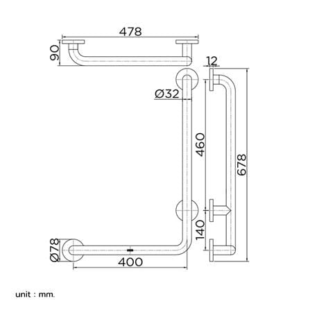 ราวมือจับ ตัว L KARAT FAUCET KB-12-832-ST(L) 60x40 ซม._2