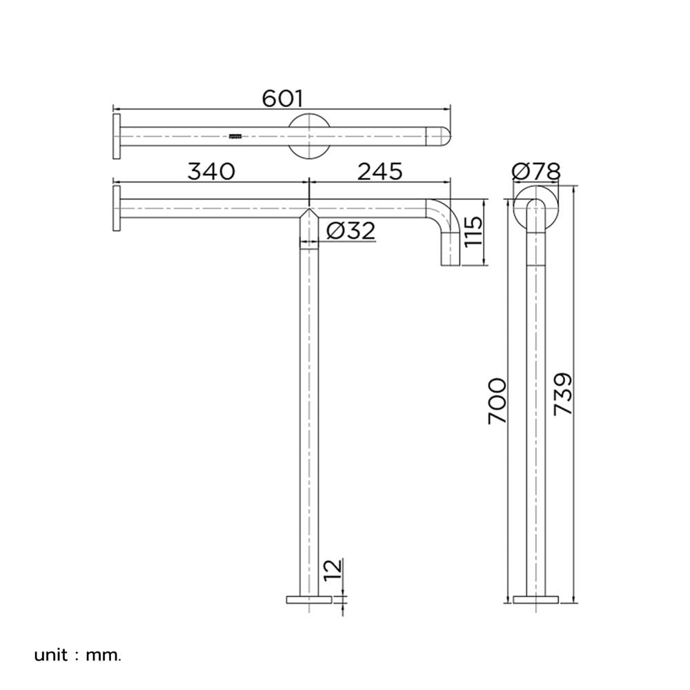 ราวมือจับ ตัว T KARAT FAUCET KB-12-833-ST(T) 70x60 ซม.