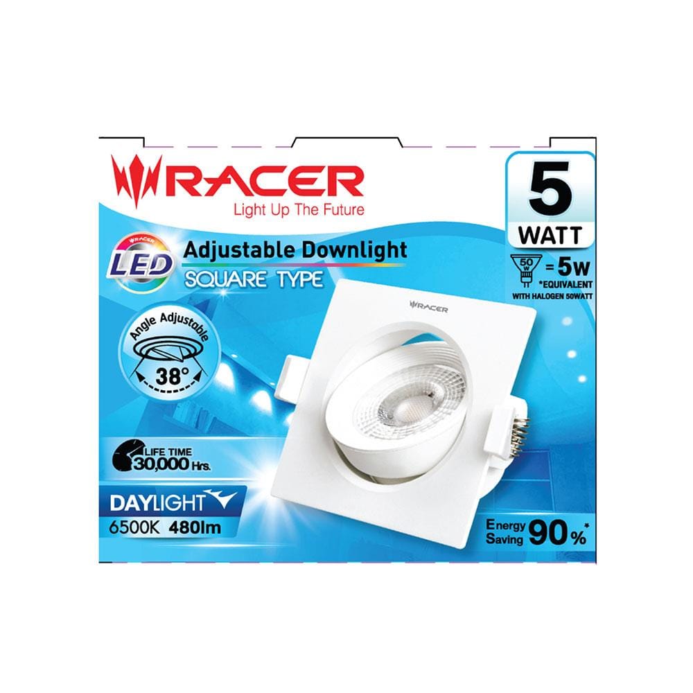 ดาวน์ไลท์ LED RACER ADJUSTABLE SQUARE 4 นิ้ว 5 วัตต์ DAYLIGHT สีขาว