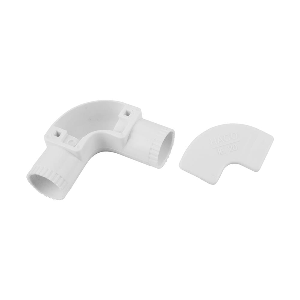 ข้องอ 90 ฝาเปิด PVC HACO 20 มม. สีขาว