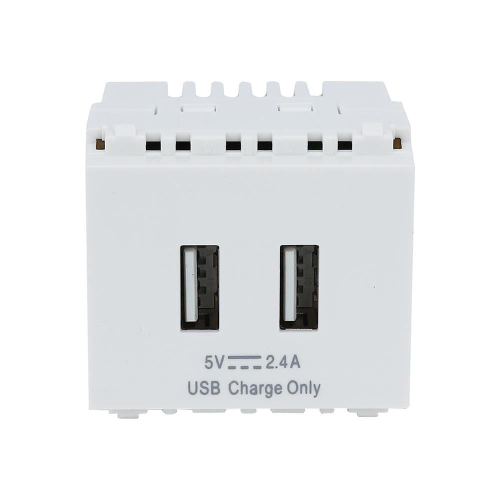 เต้ารับ USB PHILIPS 2 ช่อง LEAF 2.4 แอมแปร์ สีขาว