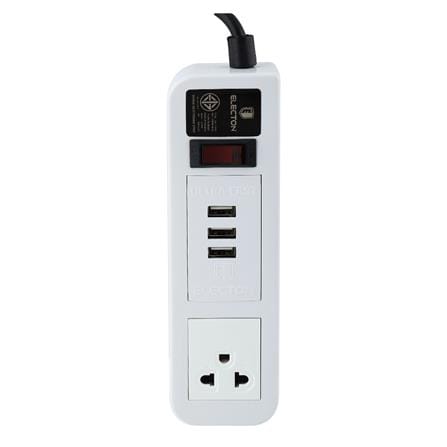 รางปลั๊กไฟ 1 ช่อง 1 สวิตซ์ 3 USB ELECTON EP-A101 1 ม. สีขาว_0