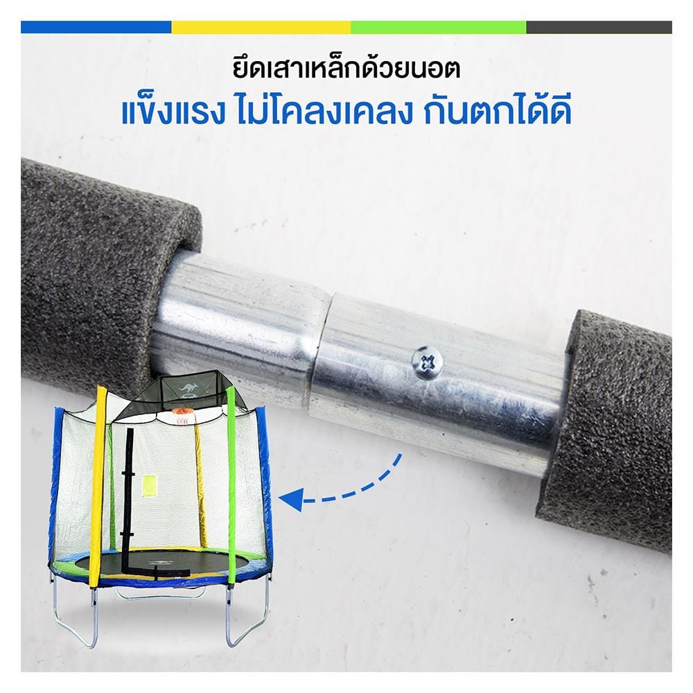 แทรมโพลีน พร้อมรั้วหลากสี SANOOK TRAMPOLINE STANDARD 6 ฟุต