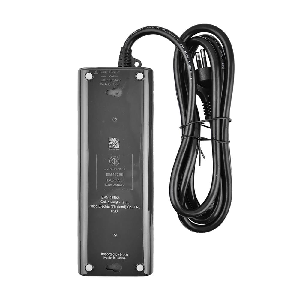 รางปลั๊กไฟ 4 ช่อง HACO EPN-4EB/2 16 แอมป์ 2 ม.