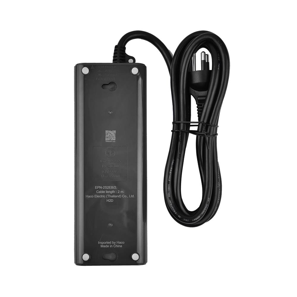 รางปลั๊กไฟ 2 ช่อง 2 สวิตซ์ HACO EPN-2S2EB/2 16 แอมป์ 2 ม.