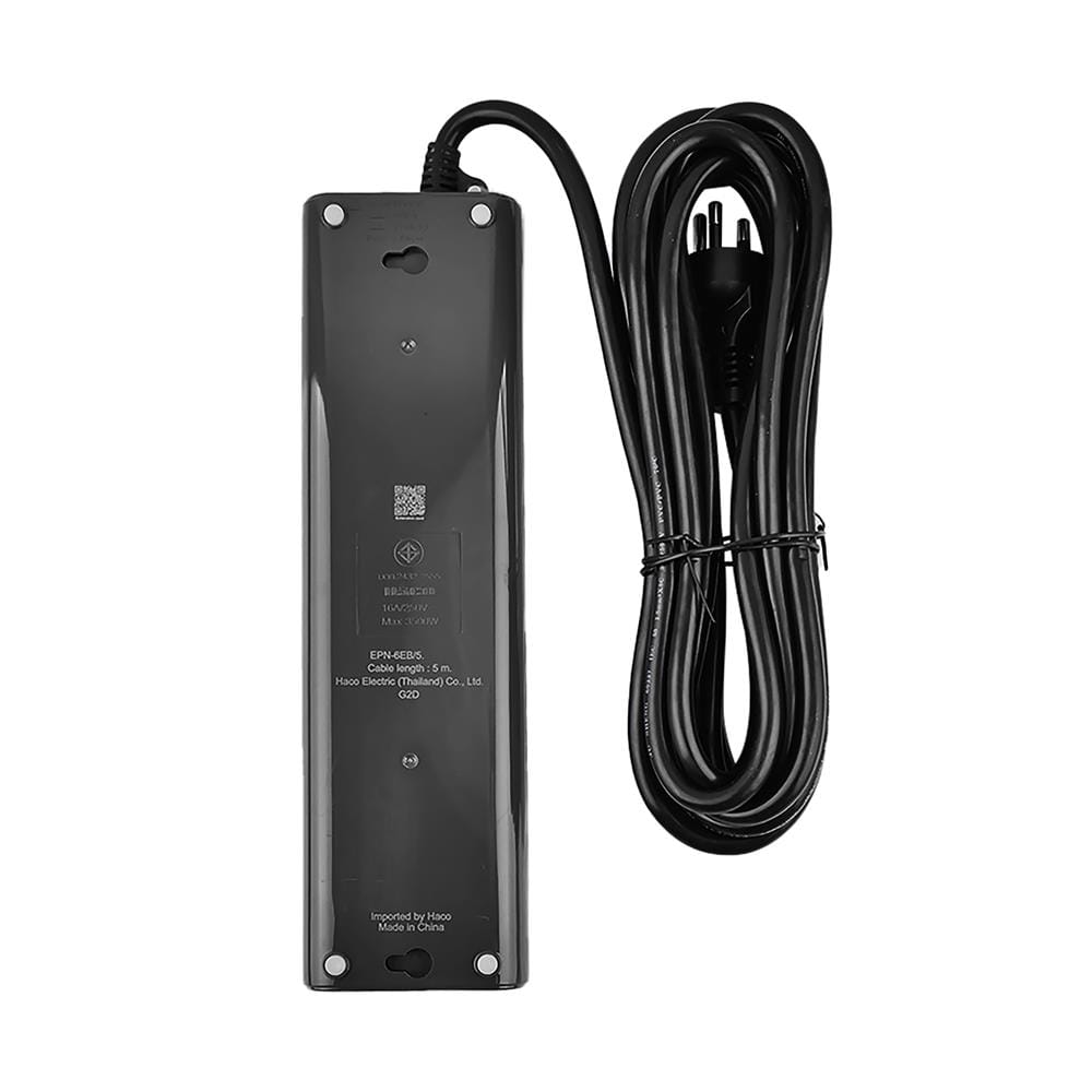 รางปลั๊กไฟ 6 ช่อง HACO EPN-6EB/5 16 แอมป์ 5 ม.