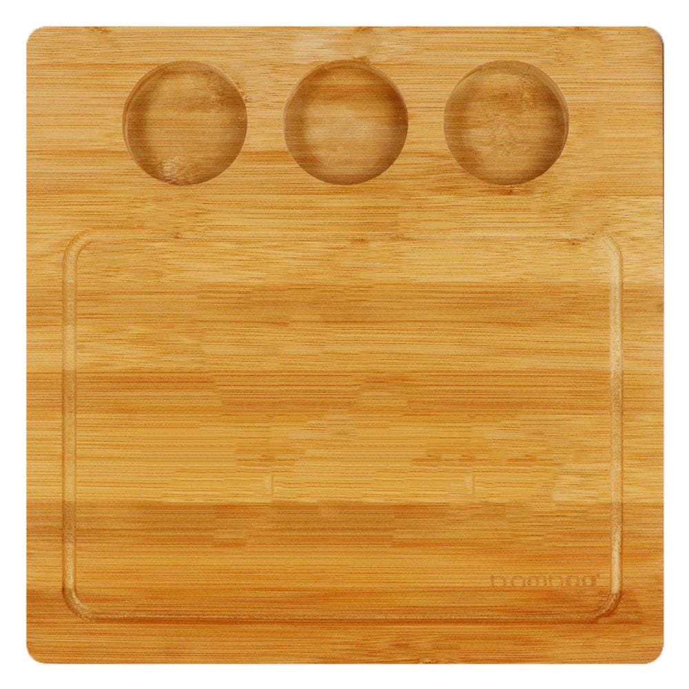 ถาดไม้ไผ่+ที่ใส่เครื่องเคียงเซรามิค 3ช่อง