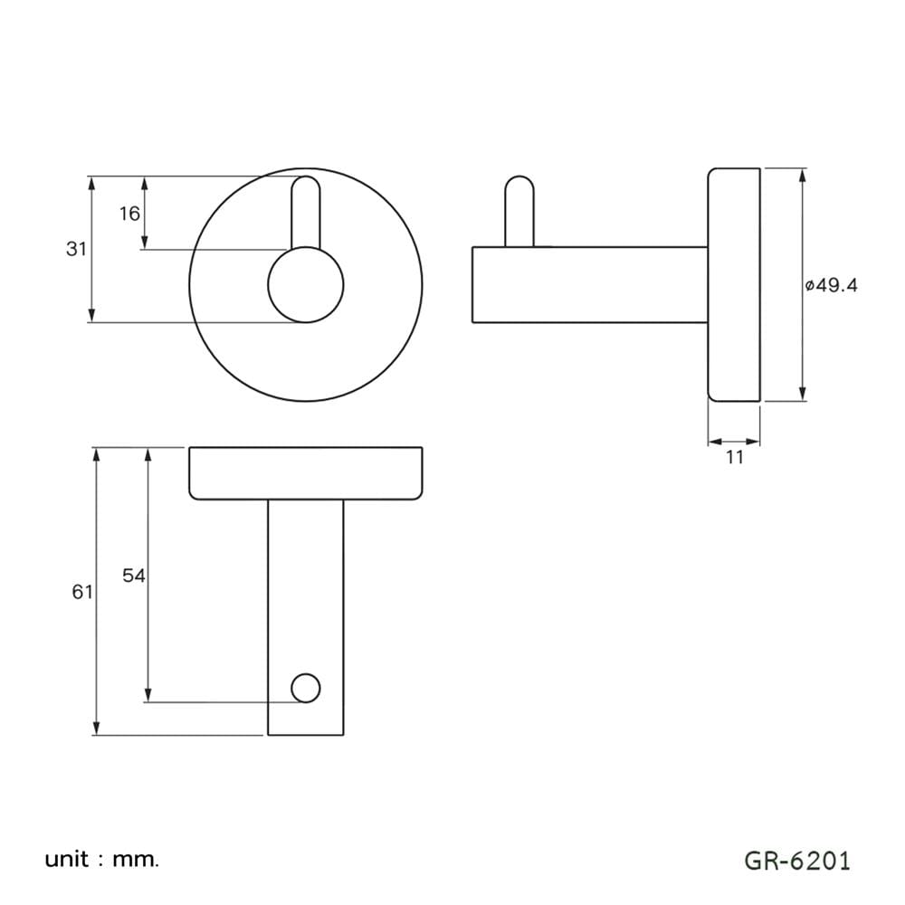 ขอแขวนผ้า WS GR-6201 สเตนเลส