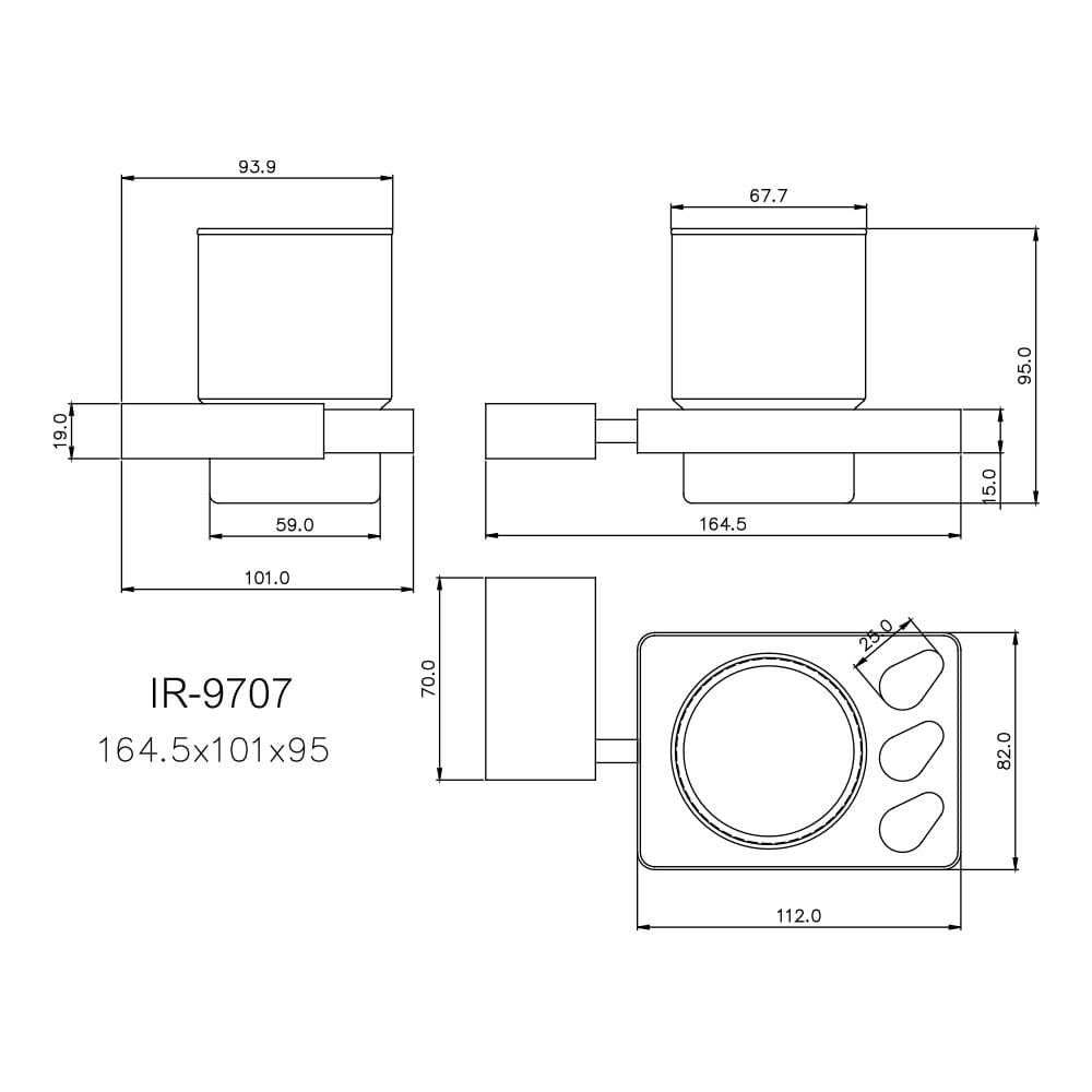 ที่ใส่แปรงและที่วางแก้ว WATSON IR-9707 สเตนเลส