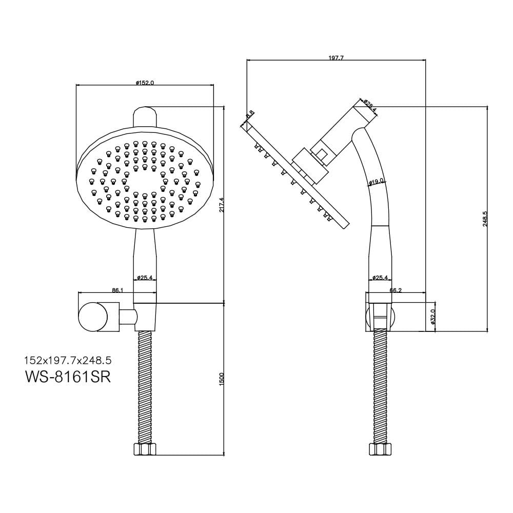 ชุดฝักบัวสายอ่อน 1 ระดับ WS WS-8161SR