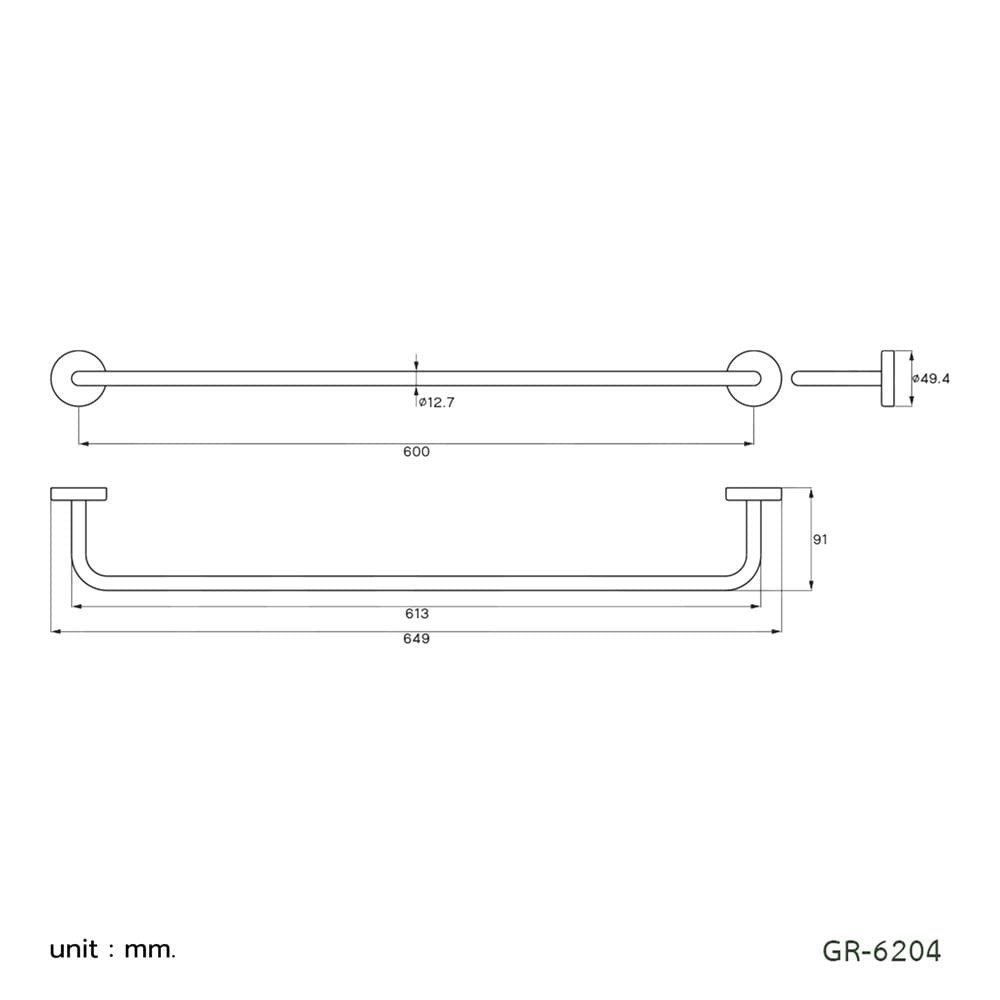 ราวแขวนผ้า 60 ซม. WS GR-6204 สเตนเลส