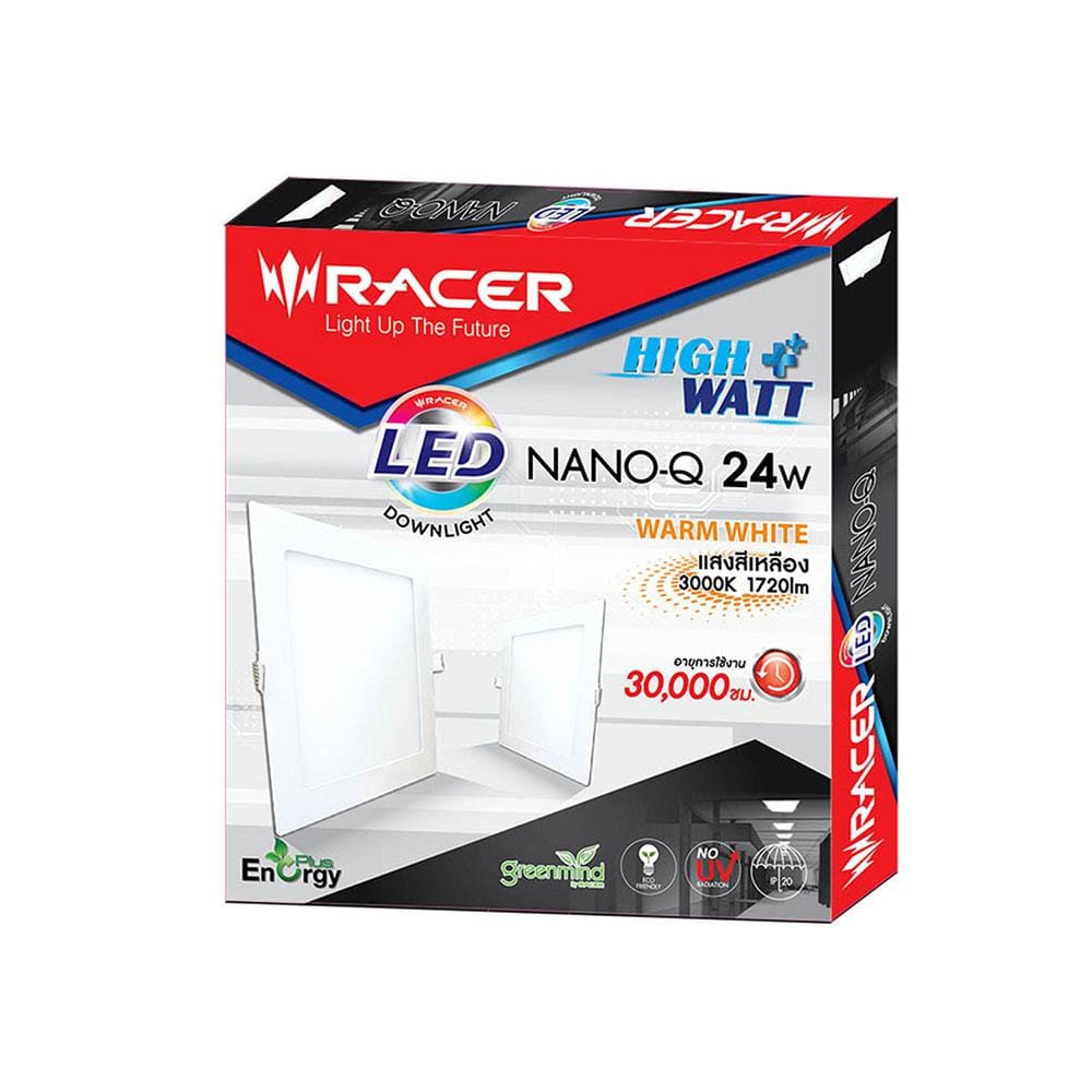 ดาวน์ไลท์ LED RACER NANO-Q WARM WHITE 12 นิ้ว 24 วัตต์ สีขาว