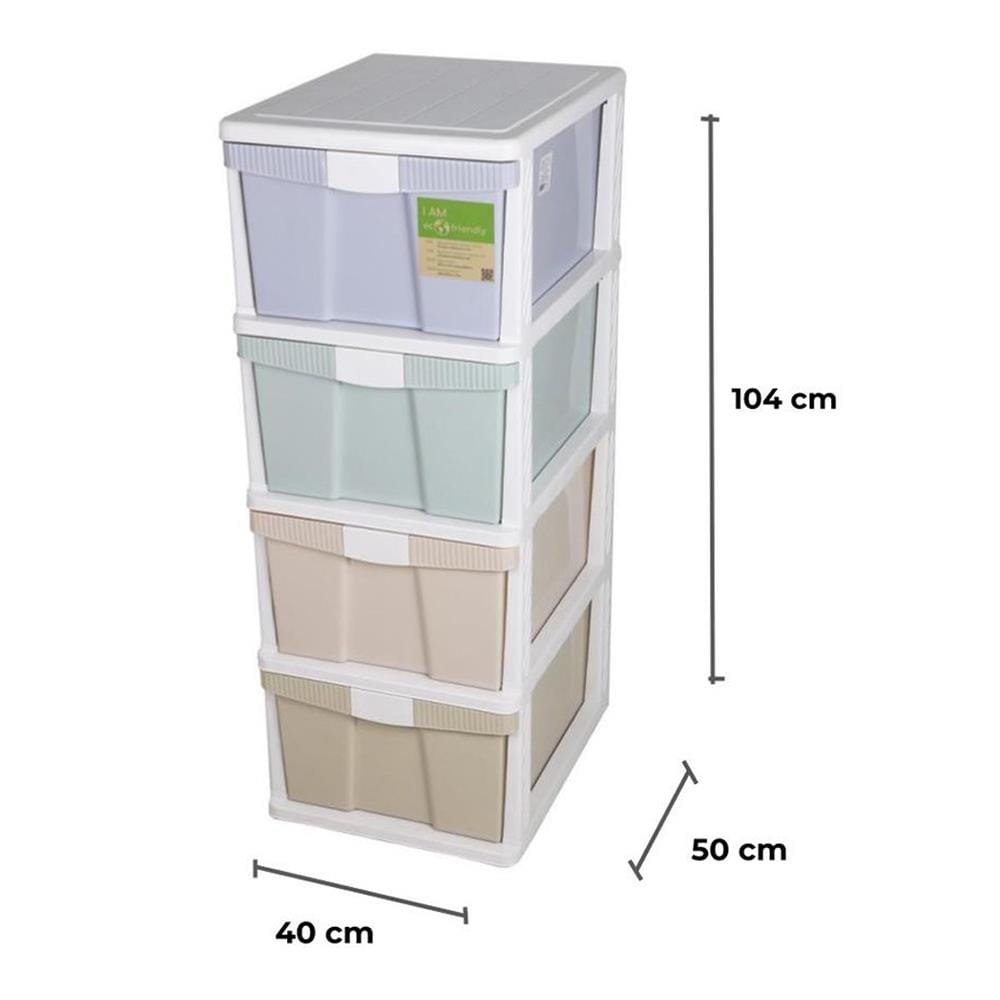 ตู้ลิ้นชัก 4 ชั้น STACKO FRIENDLY 40x50x104 ซม. หลากสี
