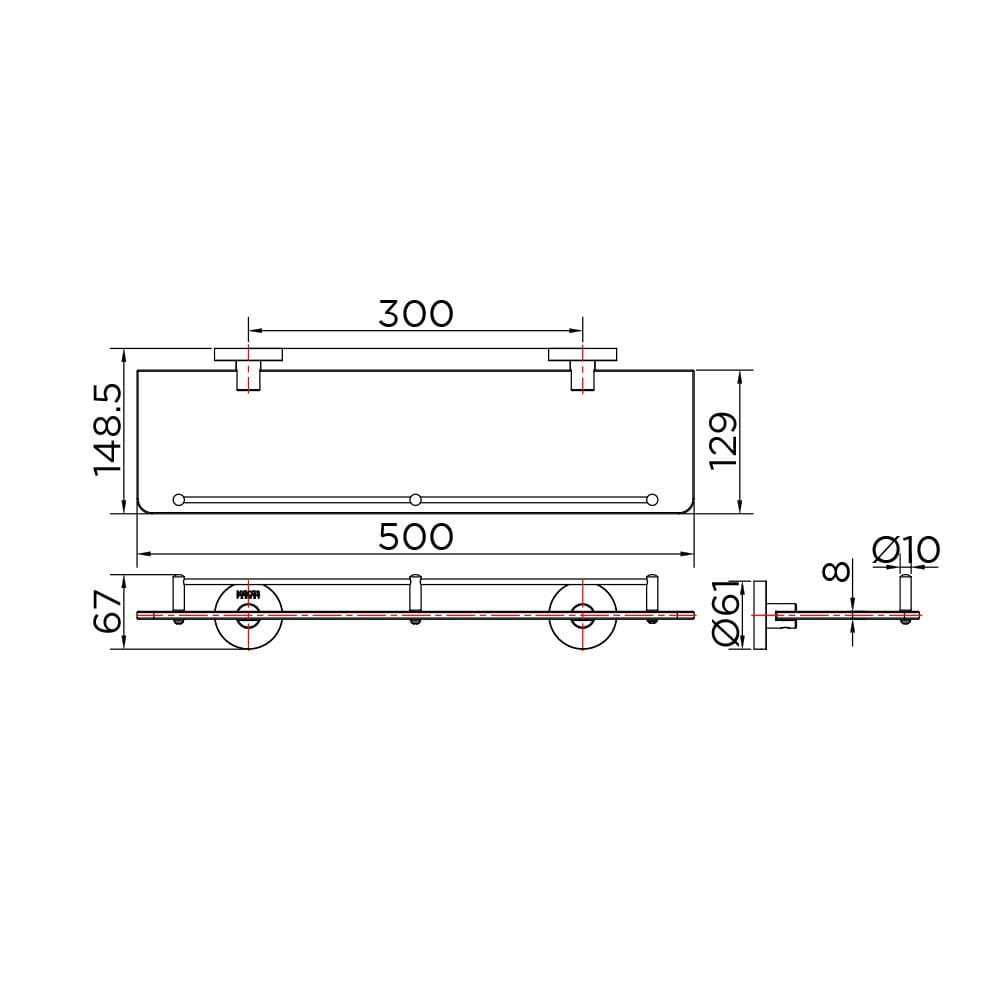 หิ้งกระจก KARAT FAUCET KB-15-732-63 สเตนเลส