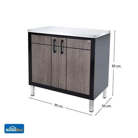 ตู้ตั้งพื้นท็อปเรียบ CABIN CHIC 90x85 ซม. สี GRAY OAK_8