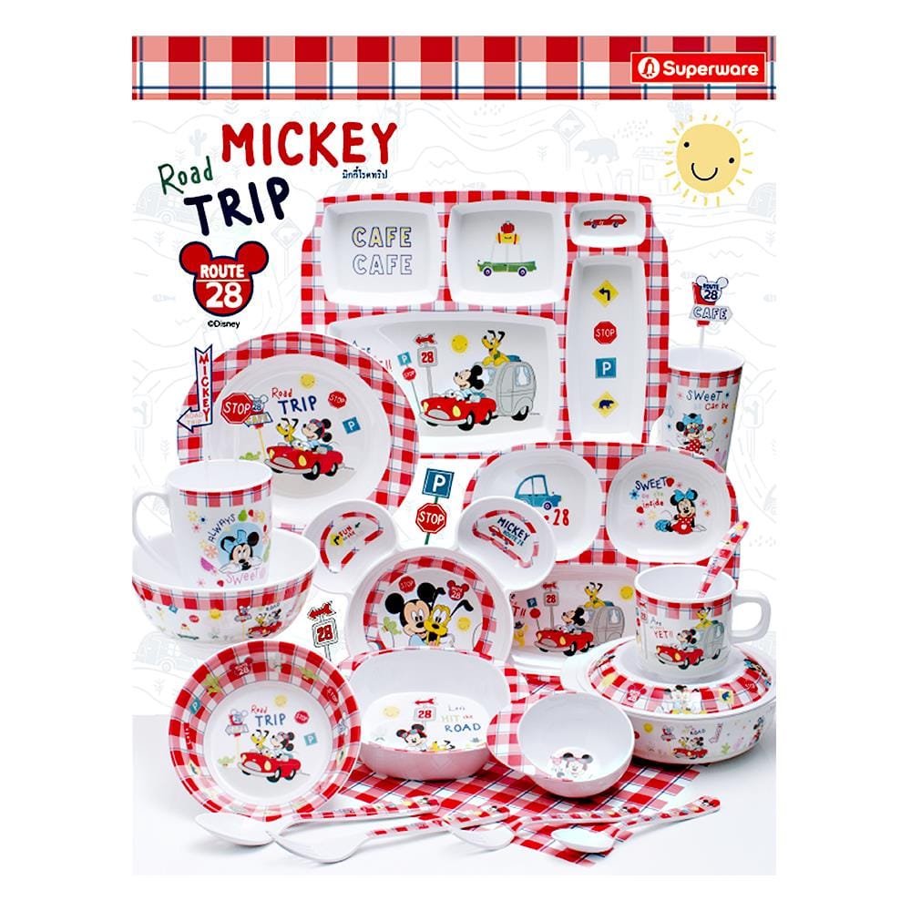 ถาดหลุมเมลามีน 9.5" SUPERWARE MICKEY ROAD TRIP