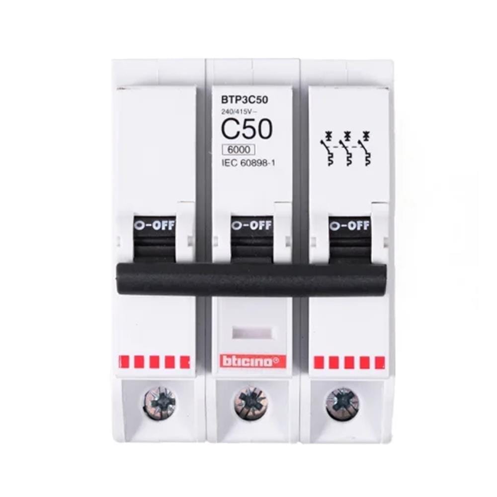 เซอร์กิตเบรกเกอร์ 3 โพล 3 เฟส BTICINO BTP3C50 50 แอมป์