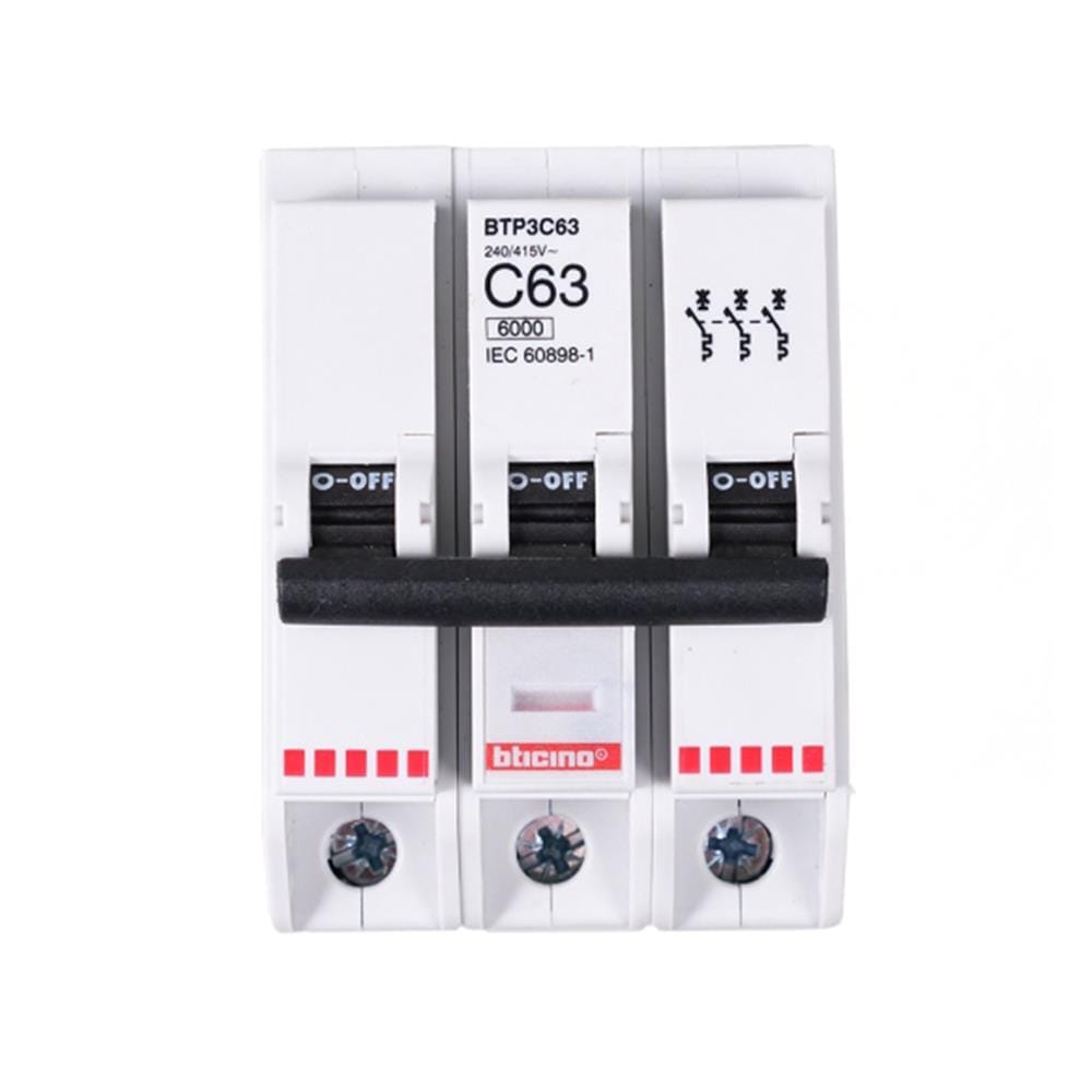 เซอร์กิตเบรกเกอร์ 3 โพล 3 เฟส BTICINO BTP3C63 63 แอมป์