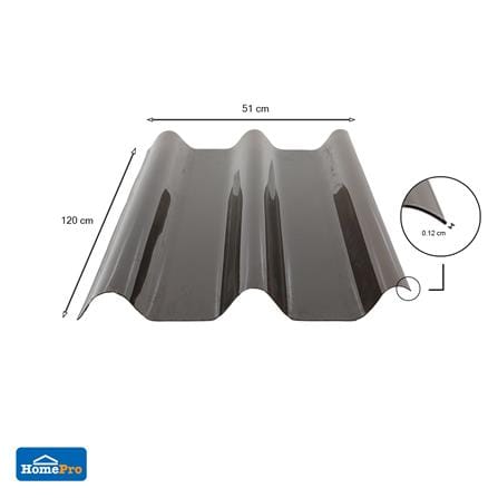 แผ่นโปร่งแสง ลอนคู่ ผิวเรียบ SUNSHIELD 1.2 มม. 0.51X1.2 ม. สีชา_4