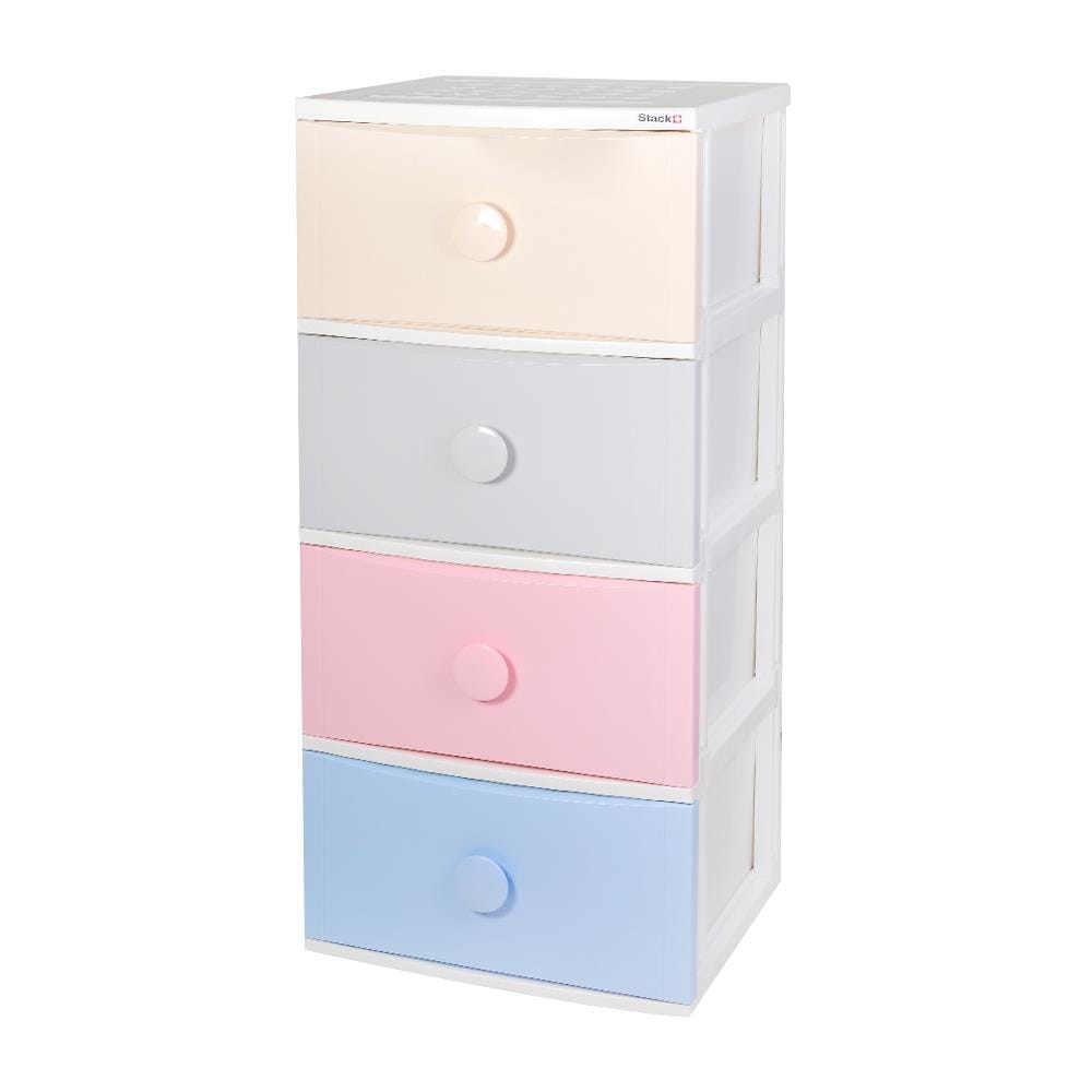ตู้ลิ้นชัก 4 ชั้น มีล้อ STACKO C15 56x45x125 ซม. สีพาสเทล