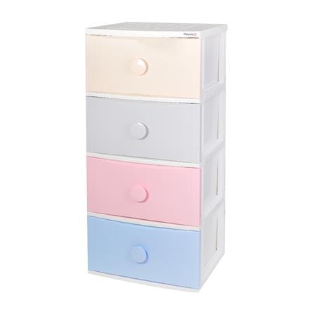 ตู้ลิ้นชัก 4 ชั้น มีล้อ STACKO C15 56x45x125 ซม. สีพาสเทล_0