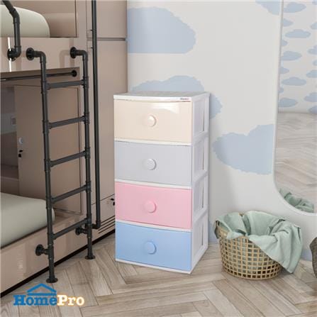 ตู้ลิ้นชัก 4 ชั้น มีล้อ STACKO C15 56x45x125 ซม. สีพาสเทล_6