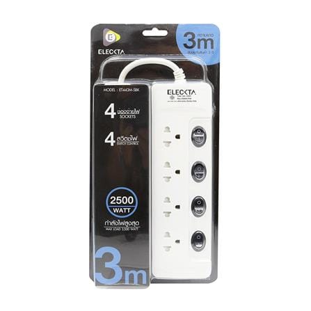 รางปลั๊กไฟ 4 ช่อง 4 สวิตช์ ELECKTA ET443M-SBK 3 ม._1