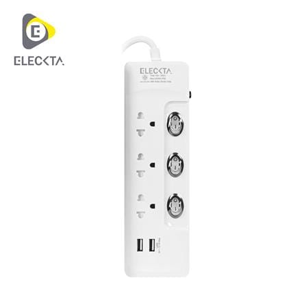 รางปลั๊กไฟ 3 ช่อง 3 สวิตช์ 2 USB ELECKTA ET332U3M-CL 3 ม.