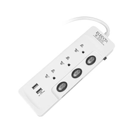 รางปลั๊กไฟ 3 ช่อง 3 สวิตช์ 2 USB ELECKTA ET332U3M-CL 3 ม._2