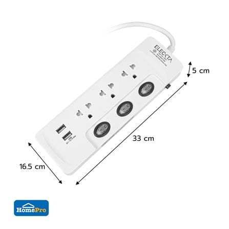 รางปลั๊กไฟ 3 ช่อง 3 สวิตช์ 2 USB ELECKTA ET332U3M-CL 3 ม._7