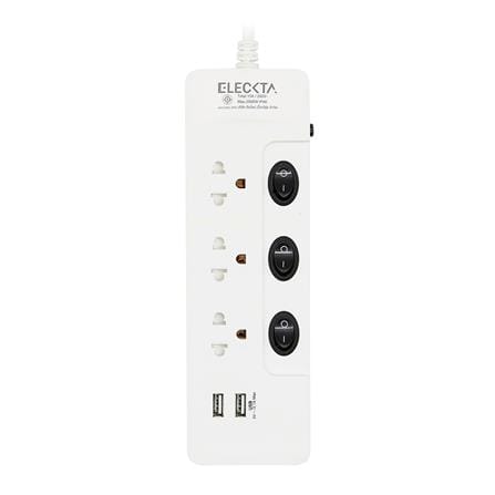 รางปลั๊กไฟ 3 ช่อง 3 สวิตช์ 2 USB ELECKTA ET332U3M-BK 3 ม._0