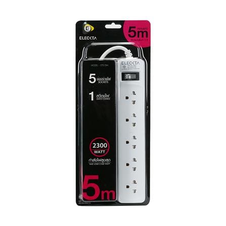 รางปลั๊กไฟ 5 ช่อง 1 สวิตช์ ELECKTA ET515M 5 ม._3