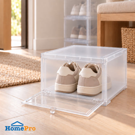 กล่องรองเท้าฝาหน้า STACKO 28X35X17 ซม. สีใส_0