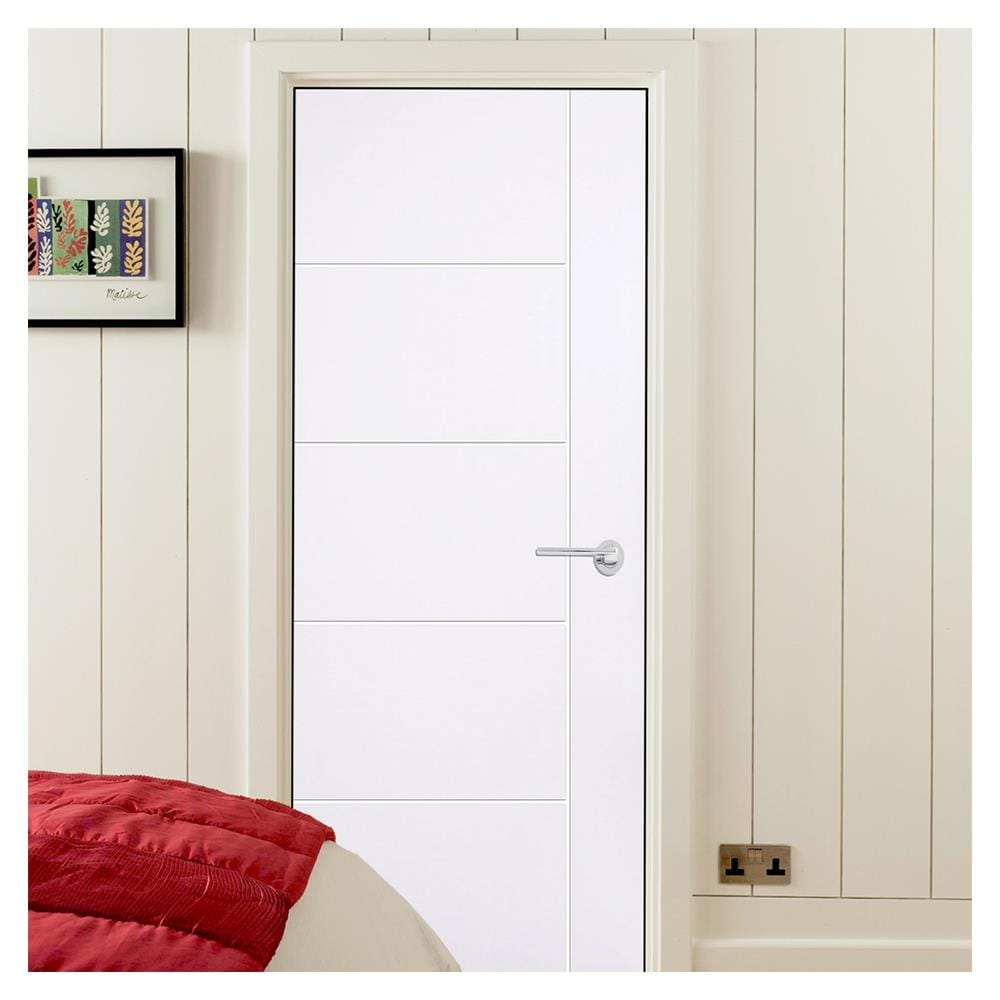 ประตูภายนอก UPVC AZLE MD6 VACUMM 80X200 ซม. สีขาว เจาะลูกบิด