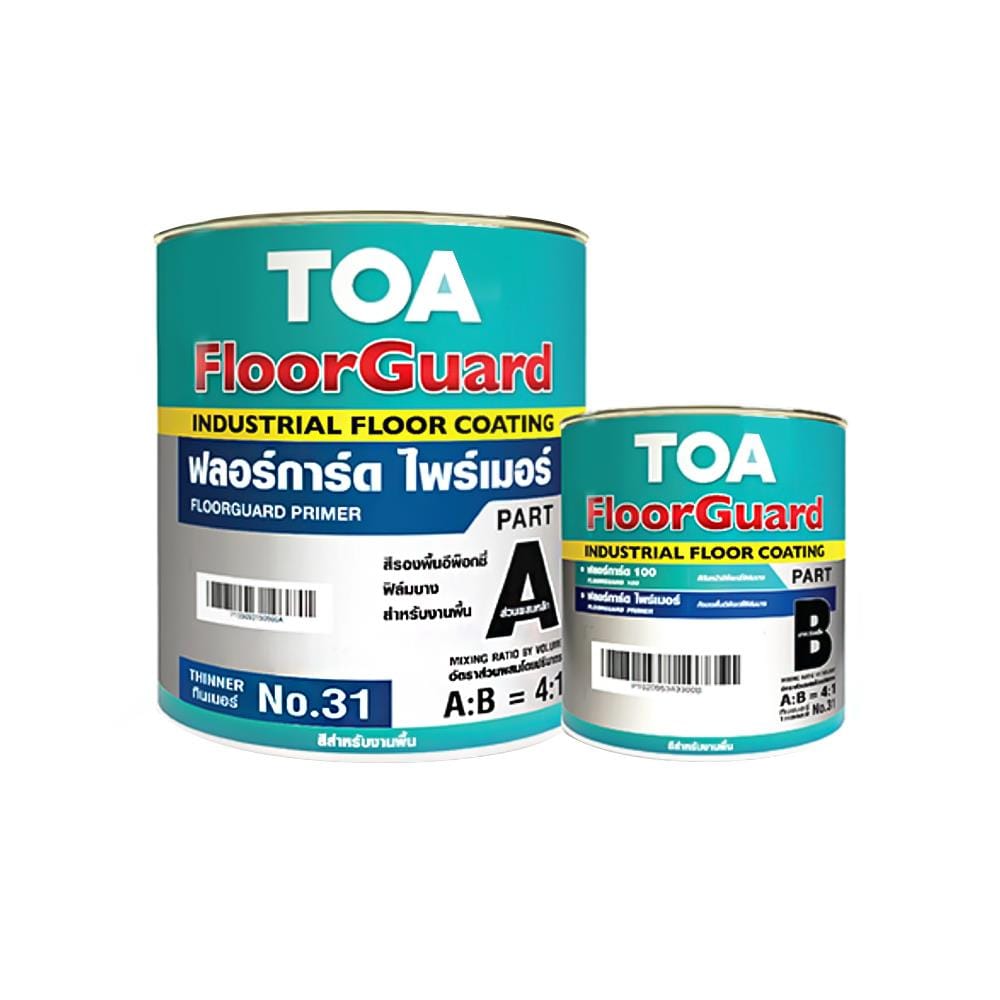 สีงานอุตสาหกรรม TOA FLOORGUARD 100 PART A+B #1100 สีขาว 1 แกลลอน