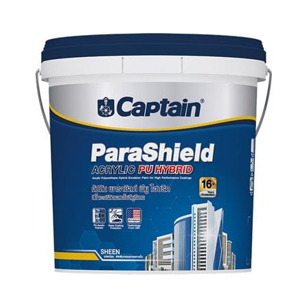 สีน้ำภายนอก ชนิดเนียน CAPTAIN PARASHIELD PU HYBRID BASE B สีขาว 2.5 แกลลอน_0