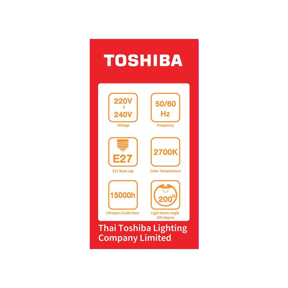หลอดไฟ LED TOSHIBA A45 G7 4 วัตต์ WARM WHITE E27