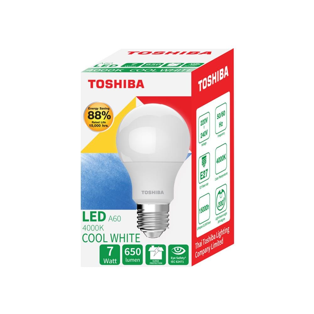 หลอด LED TOSHIBA A60 G7 7 วัตต์ COOL WHITE E27