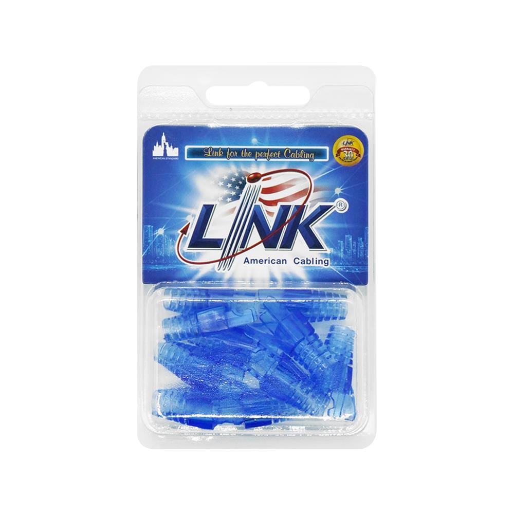 ปลอกหุ้มหัว LAN CAT6 สีฟ้า LINK US-6624A (แพ็ก 10 ชิ้น)