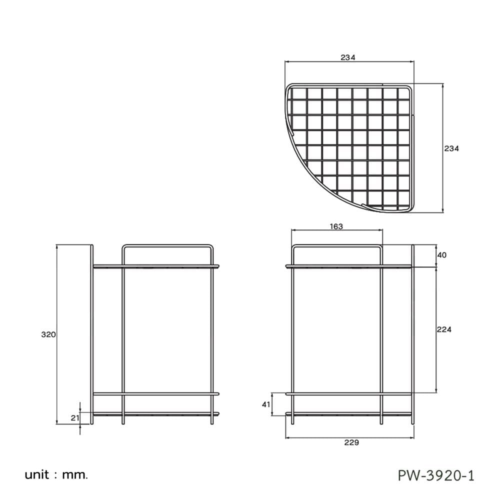 ตะแกรงวางของเข้ามุม 2 ชั้น PRIME PW-3920-1