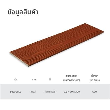 ไม้ฝา SHERA ลายสัก 20X300X0.8 ซม. สีแดงเชอร์รี่_4