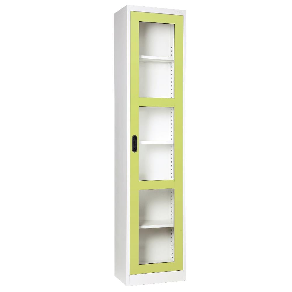 ตู้เหล็กสูงบานเปิดกระจก KIOSK MAX-042 สีเขียว