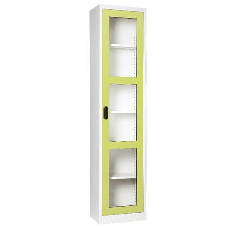 ตู้เหล็กสูงบานเปิดกระจก KIOSK MAX-042 สีเขียว_1