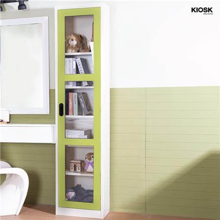ตู้เหล็กสูงบานเปิดกระจก KIOSK MAX-042 สีเขียว_4