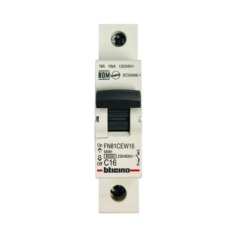 เซอร์กิตเบรกเกอร์ 16 แอมป์ 1 โพล 1 เฟส BTICINO FN81CEW16