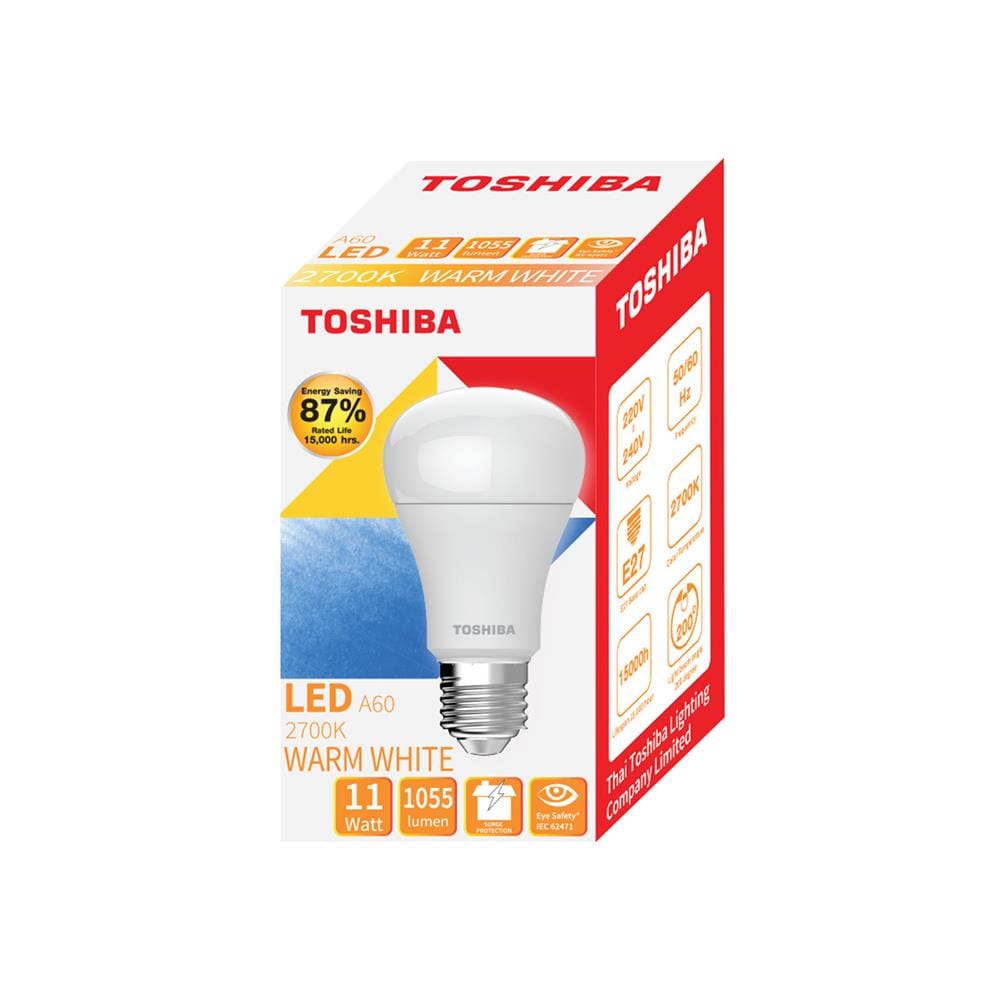 หลอด LED TOSHIBA A60 G7 11 วัตต์ WARM WHITE E27