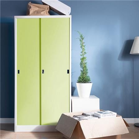 ตู้เหล็กสูงบานเลื่อนทึบ KIOSK SOD-18 สีเขียว_4