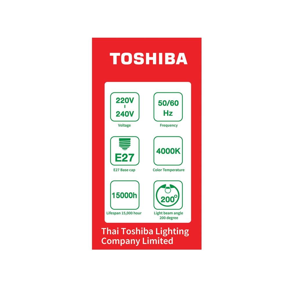 หลอด LED TOSHIBA A60 G7 13 วัตต์ COOL WHITE E27