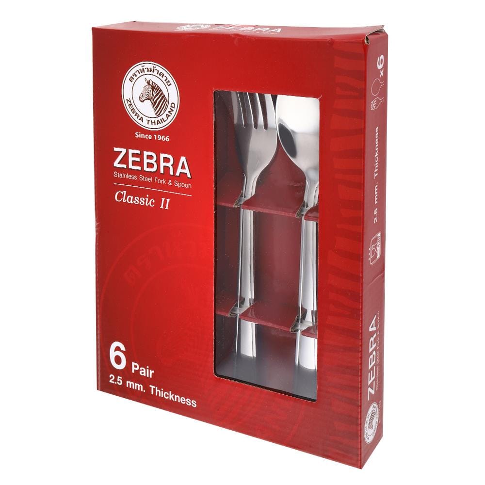 ชุดช้อนส้อมสเตนเลส ZEBRA Classic II 6 คู่/ชุด